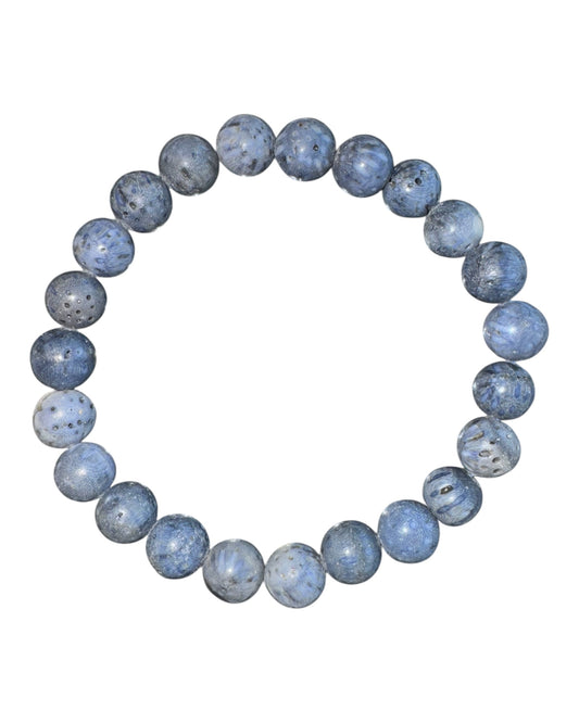 8mm round Blue Coral bracelet