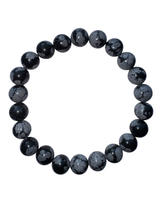 8mm round Snowflake Obsidian bracelet