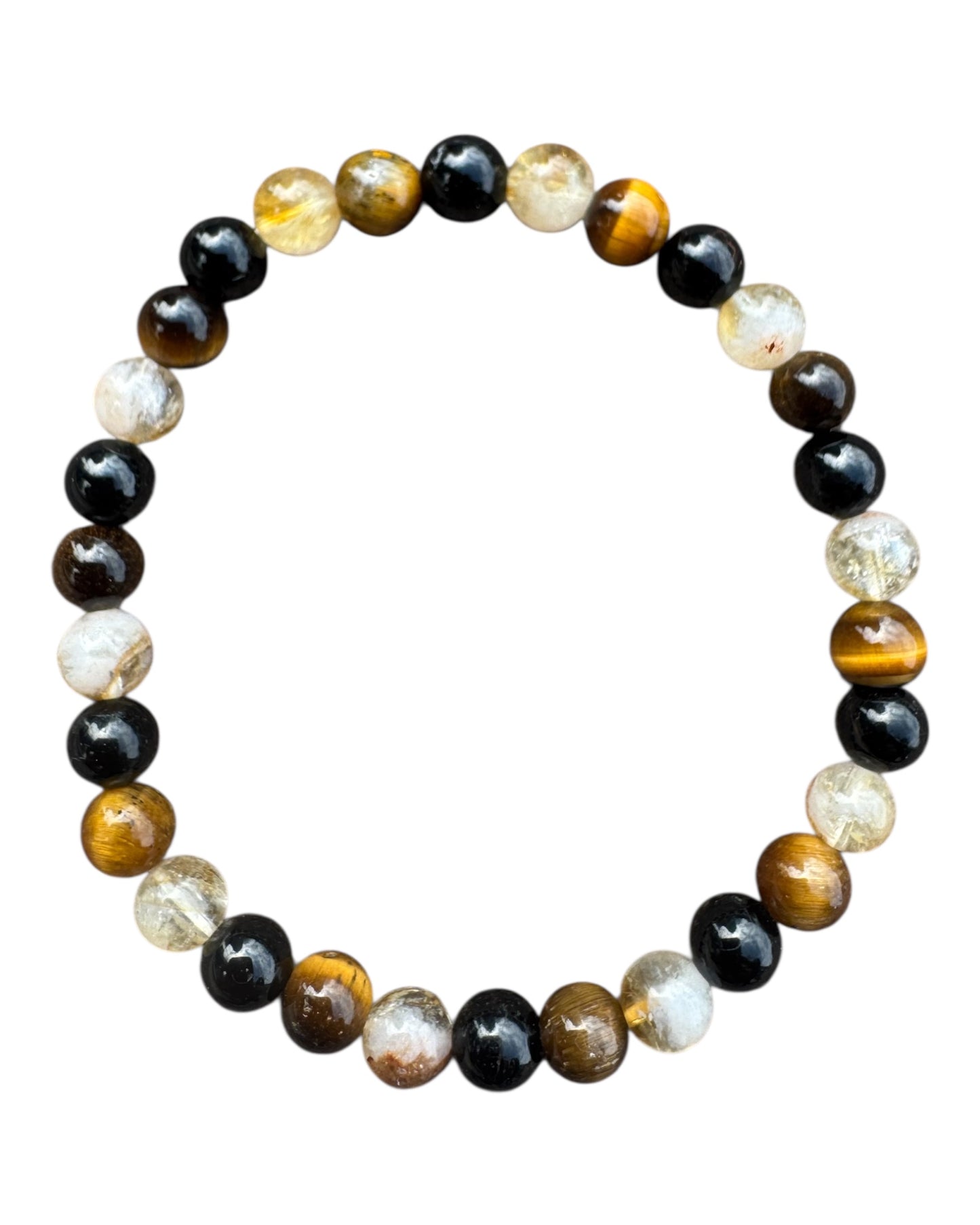 6mm round Gold Tigers Eye/ Citrine/ Black Tourmaline bracelet