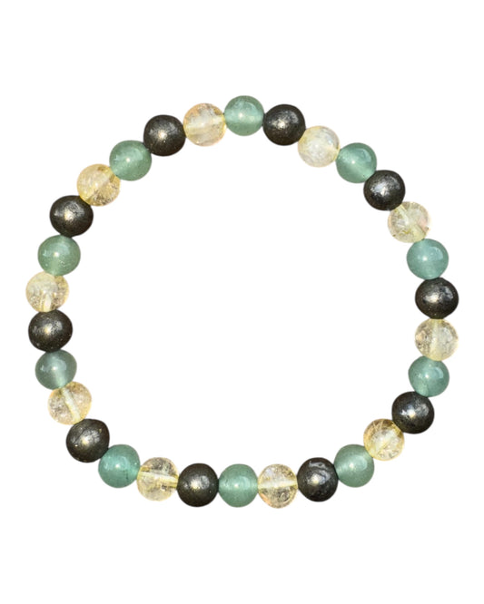 6mm round Green Aventurine/ Citrine/ Pyrite bracelet