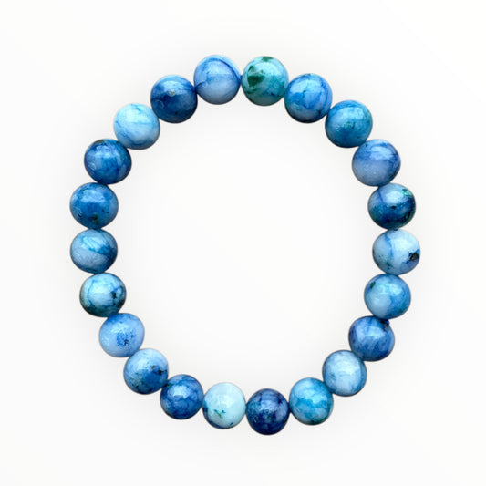 8mm round Blue Chrysocolla bracelet