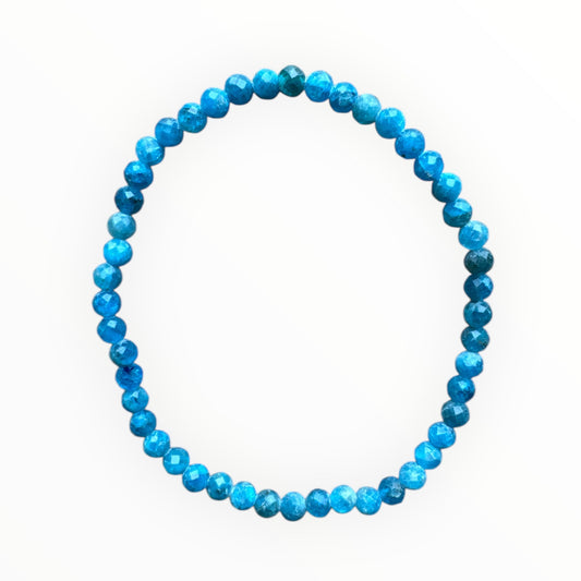 4mm round faceted Apatite bracelet